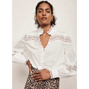 Mint Velvet White Cotton Lace Detail Blouse